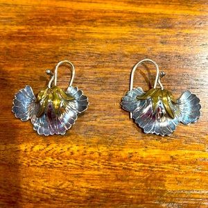 Sterling and brass earrings